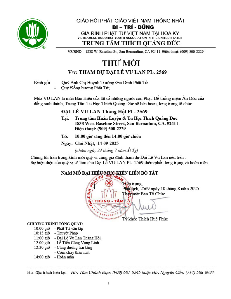 Đại Lễ Vu Lan 2025